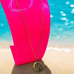 Reversible Mermaid Gold-Tone Pendant Chain Necklace Vintage!